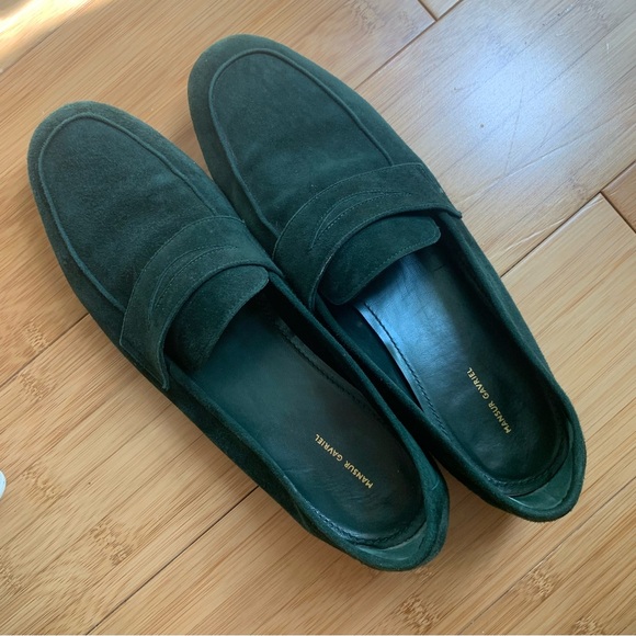 Mansur Gabvriel Classic Flat Loafer Suede Green - Picture 5 of 9